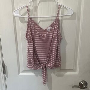 Elegant Mauve Striped Tie-Front Cami